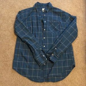 Blue Plaid Button Up Top